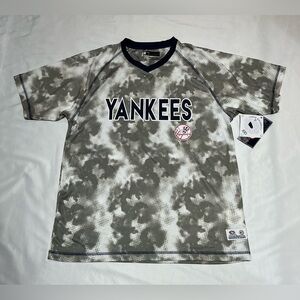 New‎ York Yankees Shirt Mens Large White Gray Digital Camo NWT ML.B True Fan